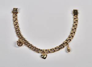 Bismarck armlænke med charms, 14 kt. guld 