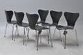 Arne Jacobsen. Sæt på 6 syverstole model 3107 6