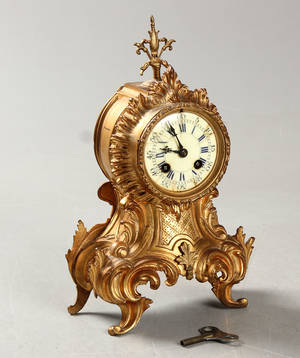 Fransk kaminur, forgyldt bronze