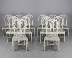 Stolar, gustaviansk stil, modell Axet, 12 st