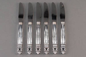 Georg Jensen KongeAcorn. Seks frokostknive af sterlingsølv 6