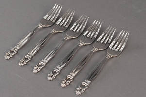 Georg Jensen KongeAcorn seks spisegafler af sterlingsølv 6