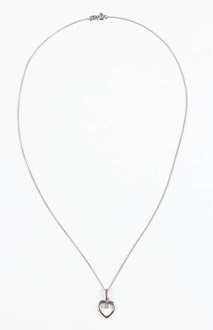 Halskæde med vedhæng af 14 kt hvidguld, diamant