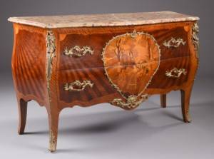 Stor fransk kommode med plade af breche dAlep marmor, ca. 1900