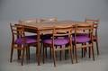 Bord med udtræk og seks stole af Rio Palisander