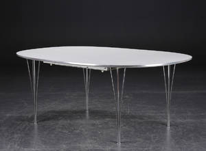 Piet HeinBruno Mathsson. Super Ellipse bord med udtræk og plader 3 