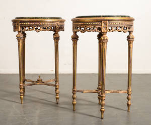 Lampbord, ett par Louis XVI stil, marmorskiva 2