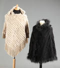 Ponchoer med kaninpels, str. one size 2