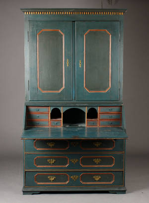 Chatol med overdel, blåmalet træ