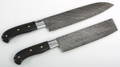 To håndlavede kokkeknive med damaceret klinge. 2
