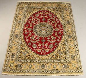 Persisk handknuten matta Nain med silke 300x194 cm