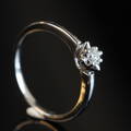 Solitairering,14 kt. rhodineret guld, 0.15 ct.