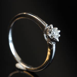 Solitairering,14 kt. rhodineret guld, 0.15 ct.