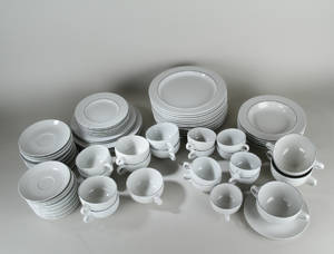 Grethe Meyer for AlluminiaKgl.P. Blåkant service, fajance 87