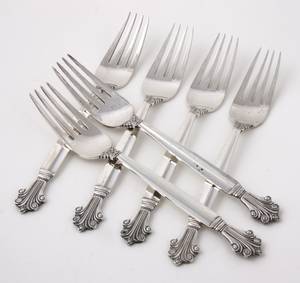 `DronningAcantus´ sæt frokostgafler af sterlingsølv, Johan Rohde for Georg Jensen 6