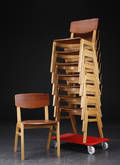 Otte spisestole  skolestole, teak og bøg, 1950erne, Fritz Hansen 8