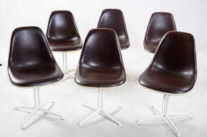 Charles  Ray Eames, Satz von sechs Side Chairs auf La Fonda Gestell für Herman Miller 6