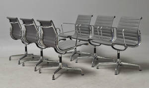 Charles Eames. Sæt på seks armstole, model EA-107 6