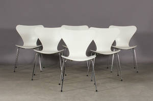 Arne Jacobsen. 7er stole, hvidlakeret 6 