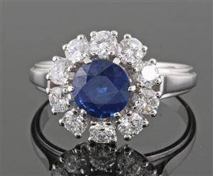 Diamond and sapphire ring in 14kt approx. 1.50ct