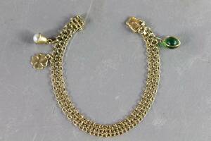 Armband X-länk i guld 18 k med 3 st berlocker