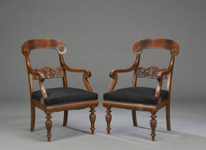 Par lænestole af mahogni, 1800-tallet 2