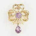 Brosch guld ametister