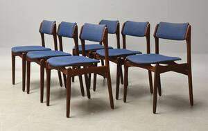 Erik Buch. Et sæt på seks stole af teak. 6