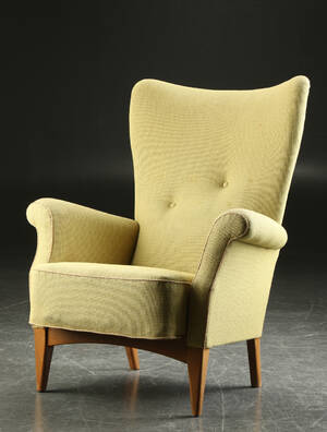 Fritz Hansen. Højrygget lænestol, 1940erne