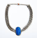 Orientalsk halskæde af sølv med lapis lazuli, 1800-1900 tallet