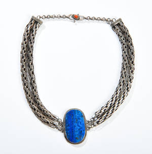Orientalsk halskæde af sølv med lapis lazuli, 1800-1900 tallet