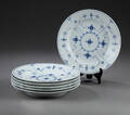 Royal Copenhagen. Musselmalet Riflet seks tallerkener. 6 Denne vare er sat til omsalg under nyt varenummer 4582717