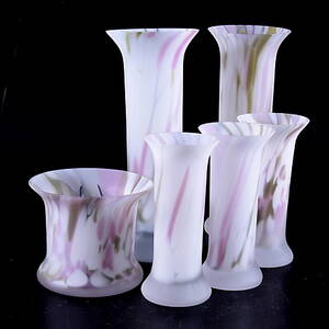 VASER SAMT SKÅL, 6 delar, glas, Monica Backström.