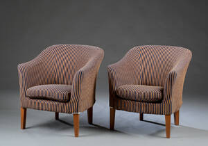 Et par Søren Lund lænestole med stel af mørkpoleret træ. 2