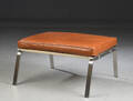 Rune Krøjgaard  Knut Bendik Humlevik for NORR11. Skammel model Man Lounge Ottoman, rustfrit stål og Cognac  læder