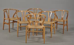 Hans J. Wegner 1914-2007 Sæt på seks Y-stole i egetræ 6