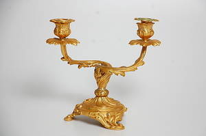 KANDELABER, gjuten brons rokokostil, 1900-tal.
