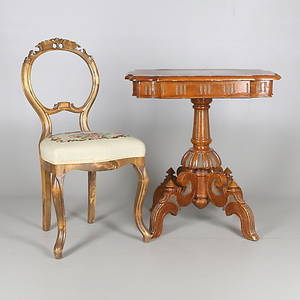  STOL samt PELARBORD, nyrokokostil, 1900-talets första hälft.