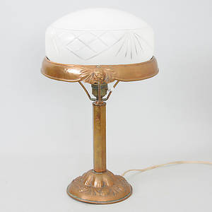  BORDSLAMPA, kopparglas, jugend.