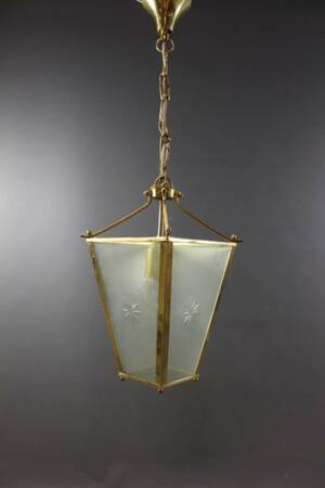 Taklampa i glas och mässing 