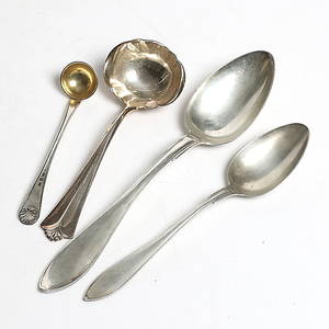  SKEDAR, SÅSSLEV med mera, 4 delar silver, Vikt 323 gram.