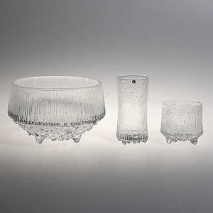  GLAS och SKÅL, 9 delar, Ultima Thule, Tapio Wirkkala, Iittala.