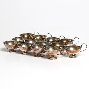  PUNSCHKOPPAR, 13 st, silver, bl.a. Bolidensilver. 1900 tal. Vikt 404 gram.