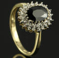 Safir og diamant ring. Frit valg af ringstørrelse.