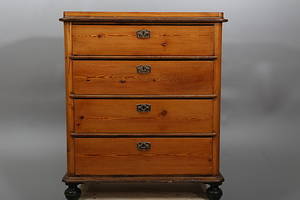 BYRÅ, fur, 4 lådor, 1800-1900-tal.