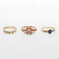  RINGAR, 3 st, 18k guld, vikt ca 4,4 gr.