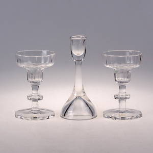  LJUSSTAKAR, 3 st. Glas, Kosta, signerade.