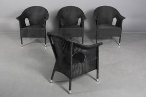 Fire armstole flettet med vejrbestandig polyrattan, sort. 4