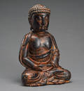 Buddha af bronzeret træ, ca. 1900