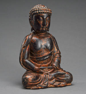 Buddha af bronzeret træ, ca. 1900